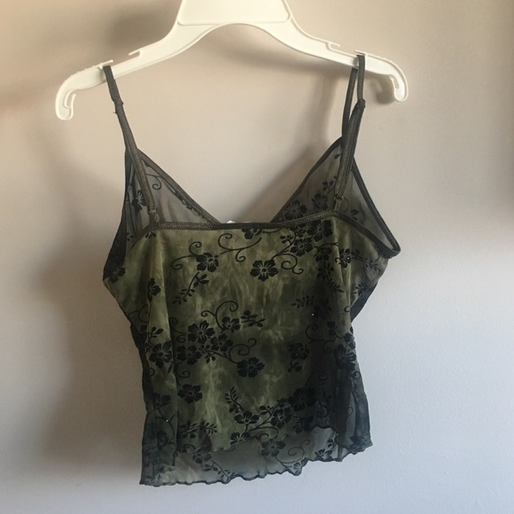 SOLD Green Mesh Floral Cami Top - Picture 3 of 3